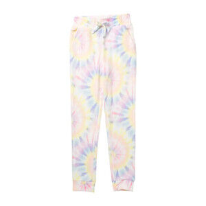 Love, Fire Kids' Tie Dye Print Joggers In Coral Tie Dye Size L